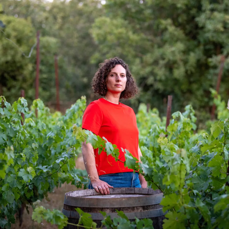 Natalie Shafrir in the Harashim winery in northern Israel.Credit: Gil Eliyahu